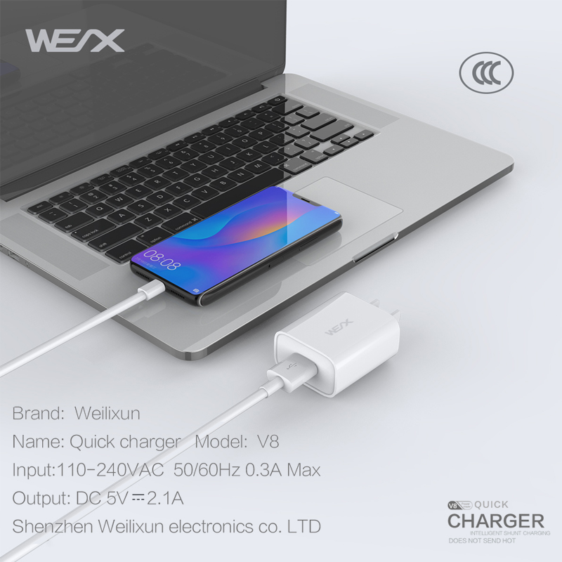 WEX -V8 egyetlen porti faltöltő usb töltő